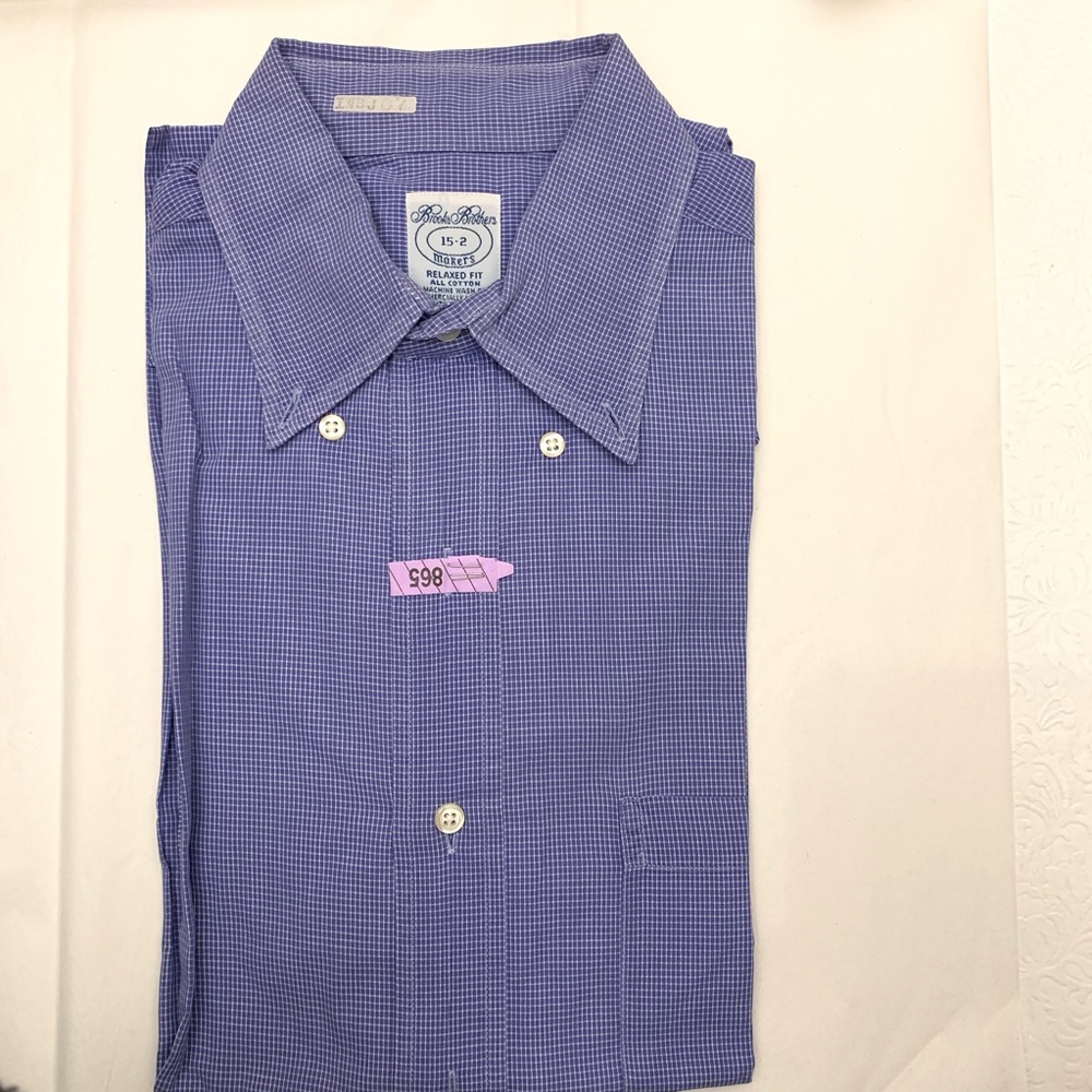Brooks Brothers Blue Relaxed Fit Button Down Shirt size 15-2